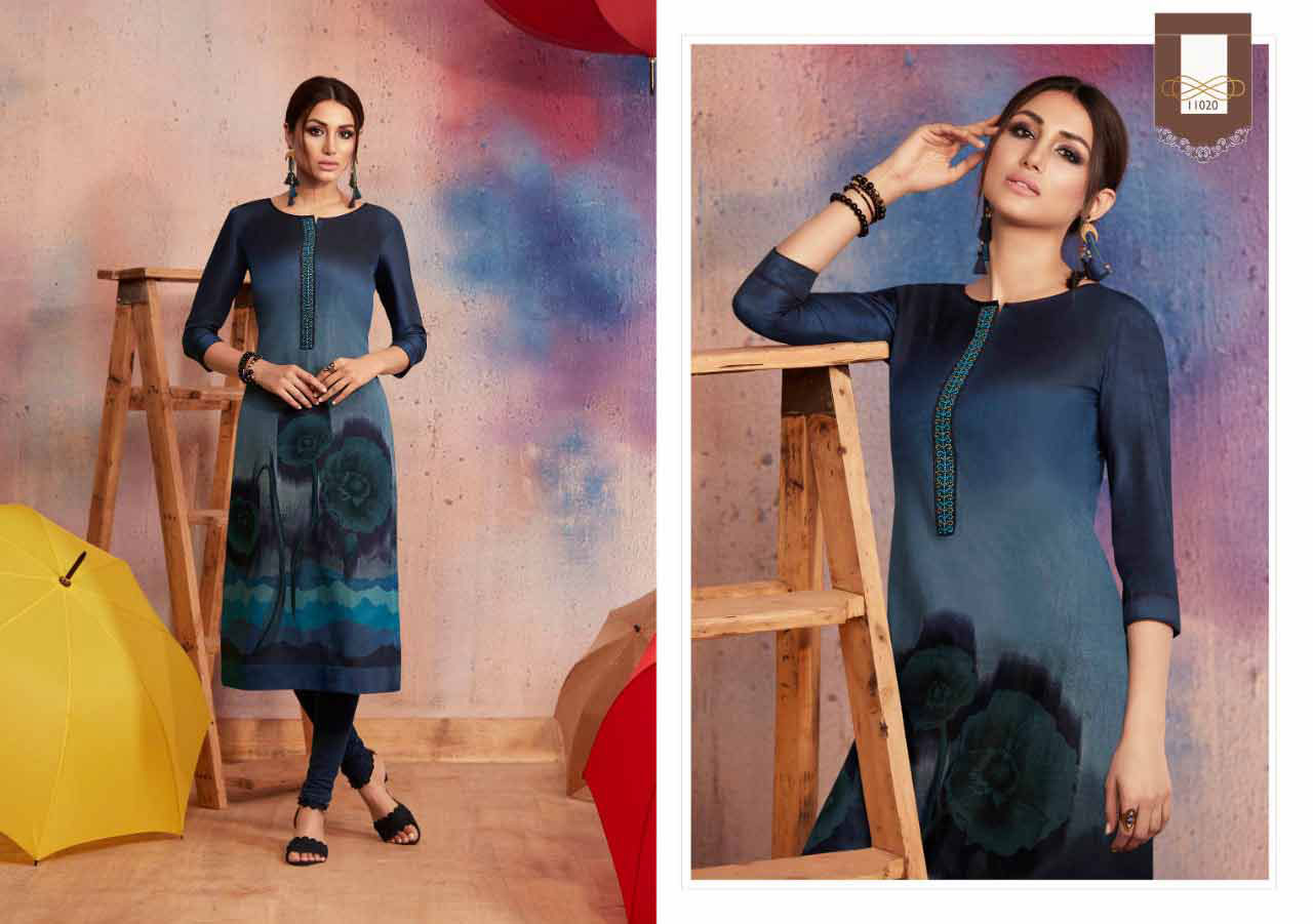 Kajree Dark Fantasy Vol-6 Rangoli Print Kurti Kajree Dark Fantasy Vol-6 Rangoli Print Kurti